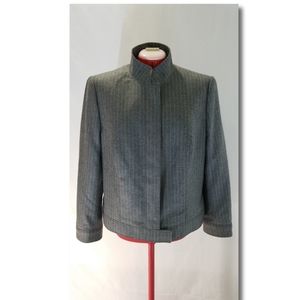 Escada Gray Wool Cashmere Blazer Jacket with White